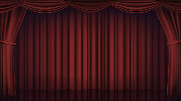 Red theater curtain backdrop theater opera cinema closed scene background realistic red drapes illustration 2